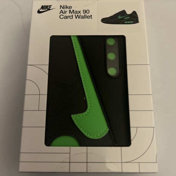 Nike Icon Air Max 90s Shoe Style Card I.D. Wallet Black/Lime Sports Athletic New - Picture 2 of 7